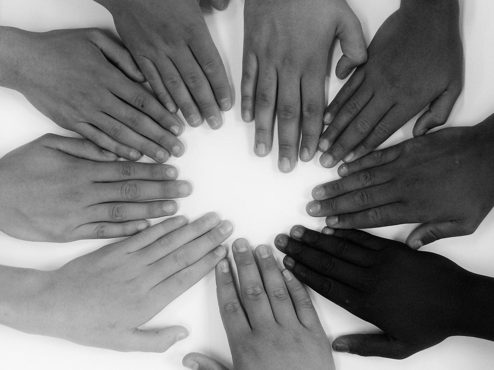 Diverse hands circle